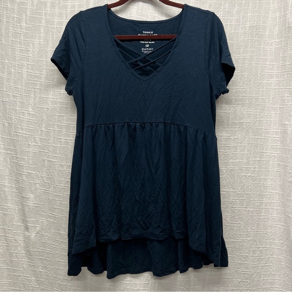 Torrid Blue Babydoll Tee - Plus Size 00 - Picture 5 of 11